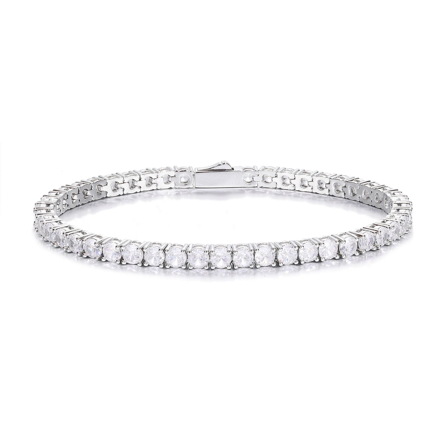 Unisex Iced Out 5mm Tennis Bracelet with Round Cubic Zirconia in White Gold Tone product image