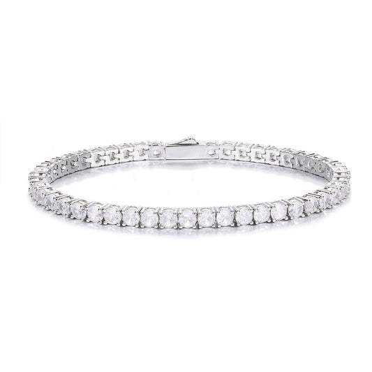 Unisex Iced Out 5mm Tennis Bracelet with Round Cubic Zirconia in White Gold Tone product image