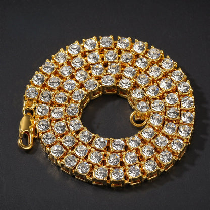 Iced Out Cuban Link Chain Necklace for Men & Women - Gold, Silver, Black & Rose Gold Statement Crystal Chain
