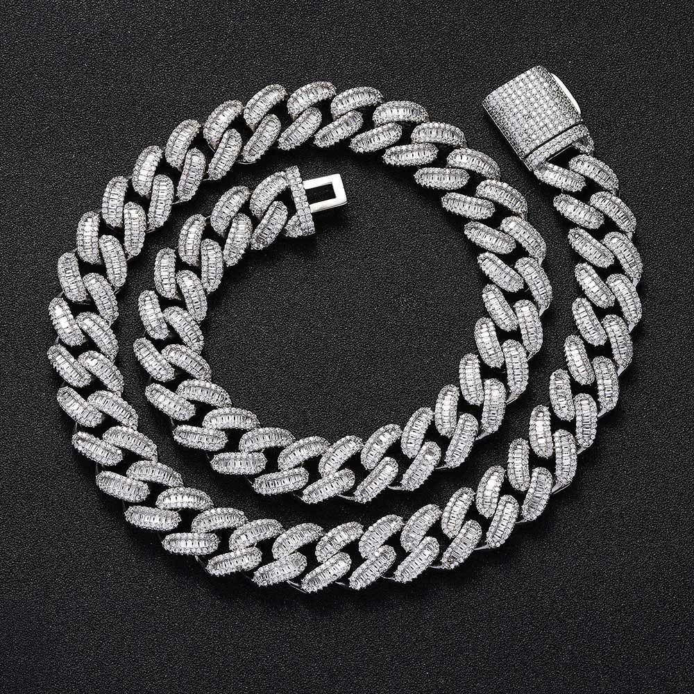 15 mm Iced Cuban Hip Hop Necklace with Cubic Zirconia on a Copper Base - CHA118 product image