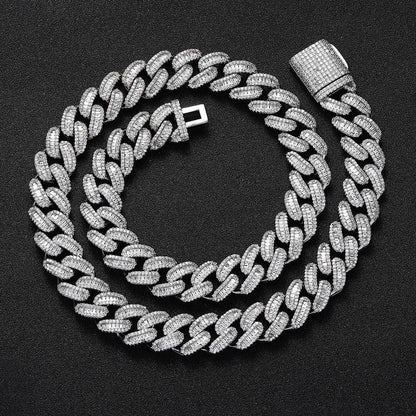 15 mm Iced Cuban Hip Hop Necklace with Cubic Zirconia on a Copper Base - CHA118