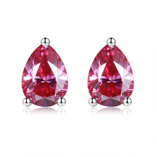 Pink Pear Cut VVS1 Moissanite Stud Earrings in 925 Silver product image