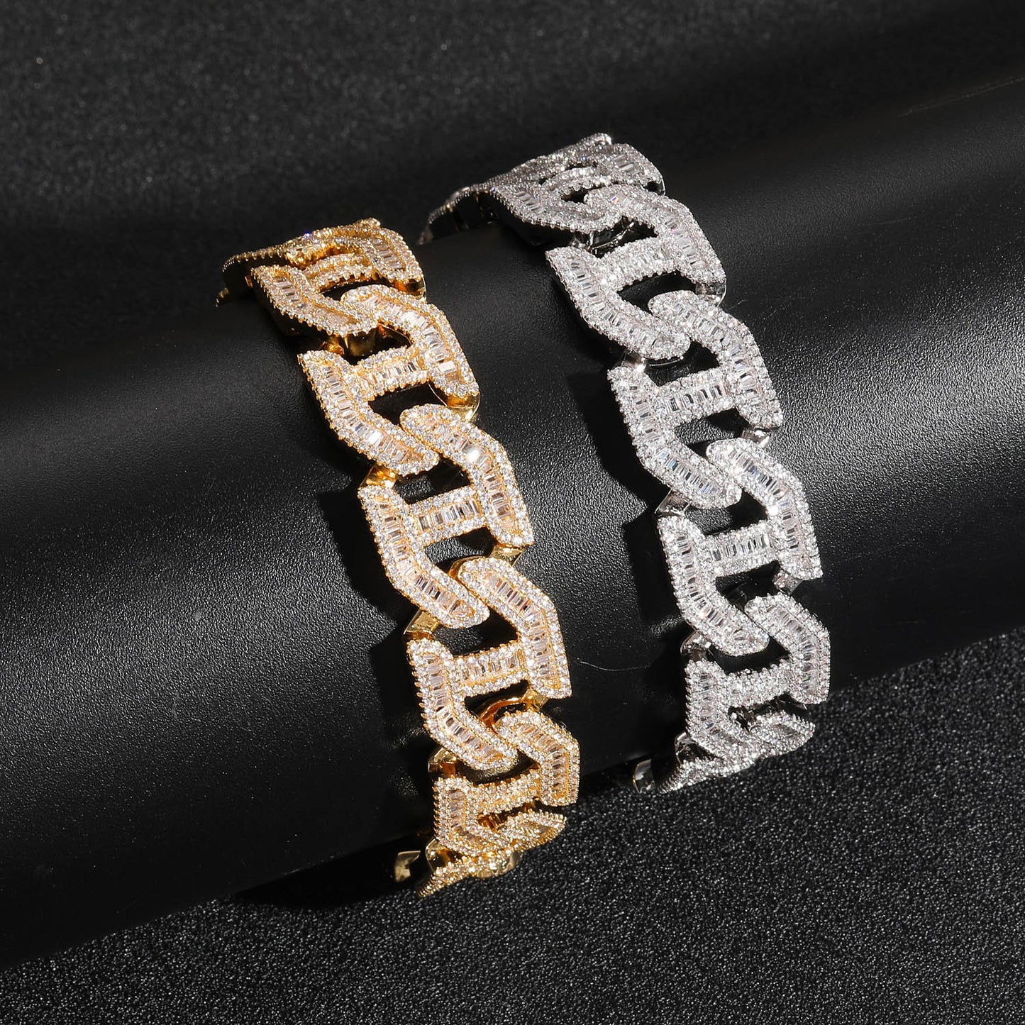 Hip Hop Minimalist Diamond Shape Cuban Link Cubic Zirconia Bracelet for Men