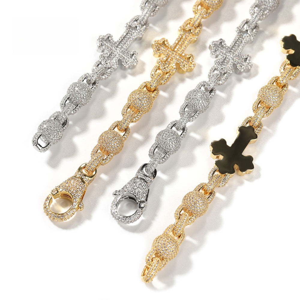 Men’s Iced Out Cross Pendant Necklace – Gold Plated & Silver Plated Hip Hop Statement Chain