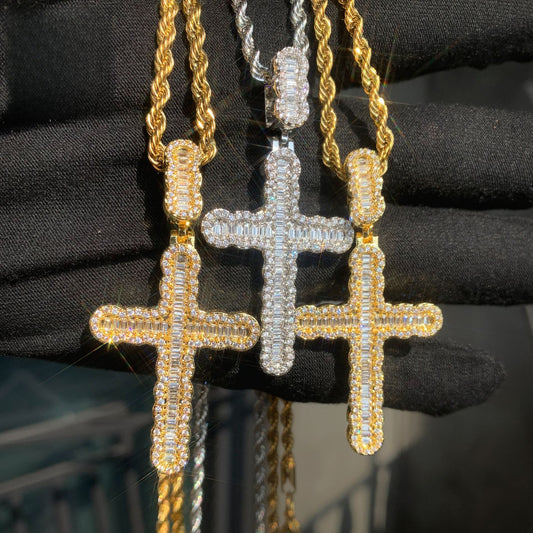 Iced Out Cross Pendant Necklace for Men Unisex Hip Hop Statement