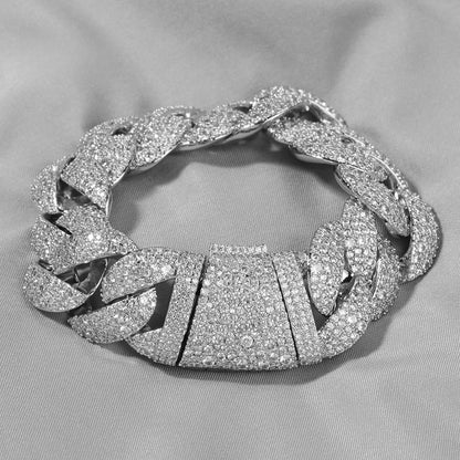 Iced Out Cuban Link Chain Bracelet for Women & Men – Gold Plated or Silver Plated Statement Hip Hop Bracelet