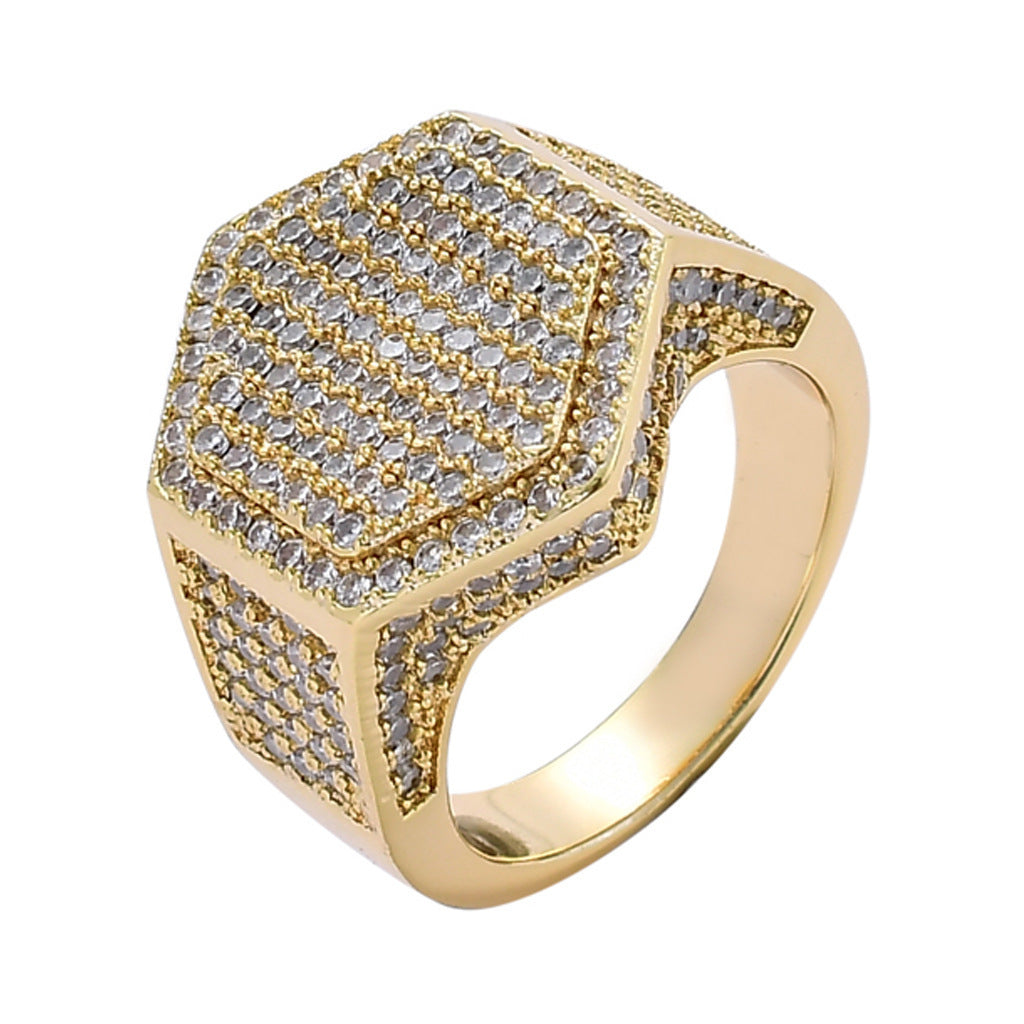 Hip Hop Minimalist Geometric Cubic Zirconia Ring for Men