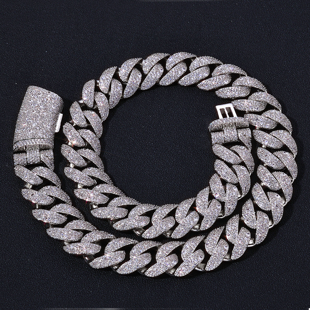 22 mm Wide Iced Cuban Hip Hop Necklace with Cubic Zirconia on a Copper Base - CHA374 product image