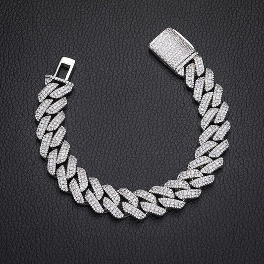 15mm Iced Out Cuban Link Chain Bracelet or Necklace with Cubic Zirconia for Men and Women product image