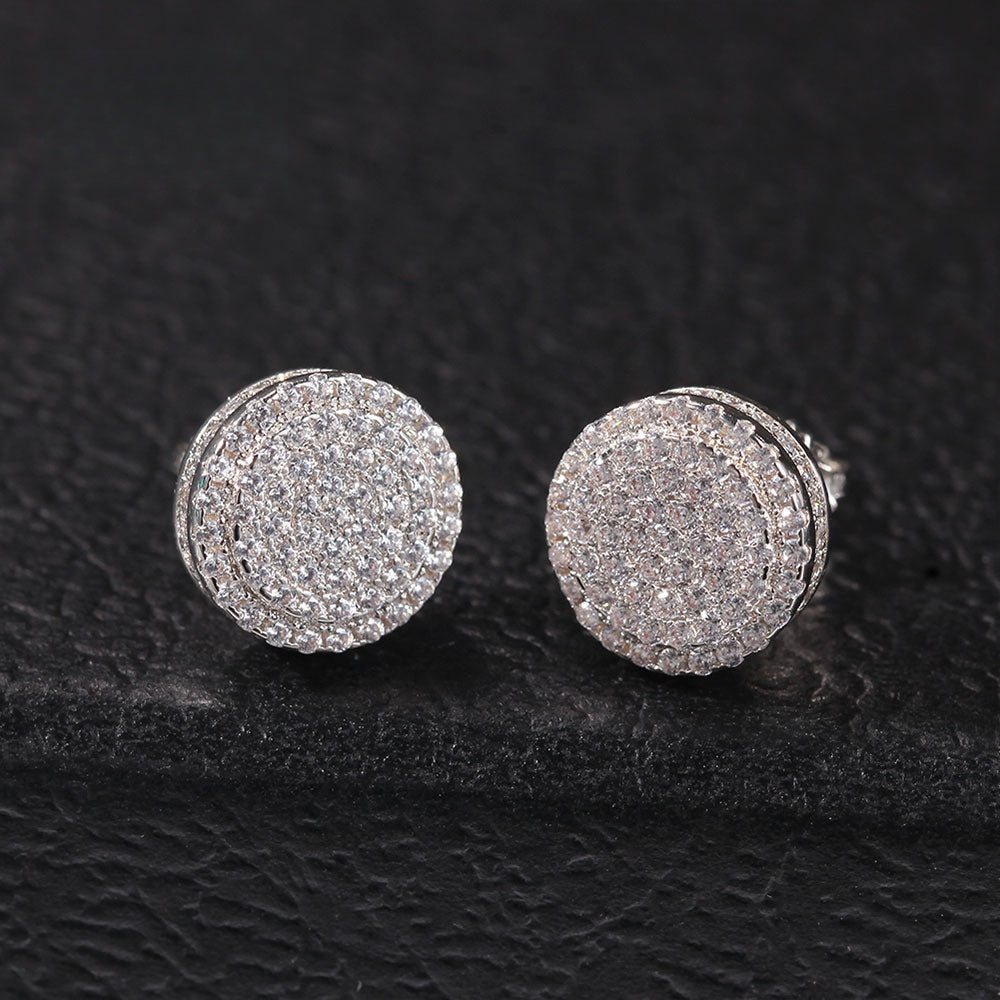 925 Sterling Silver Double Circle Stud Earrings for Women, Round Layered Hip Hop Statement Earrings