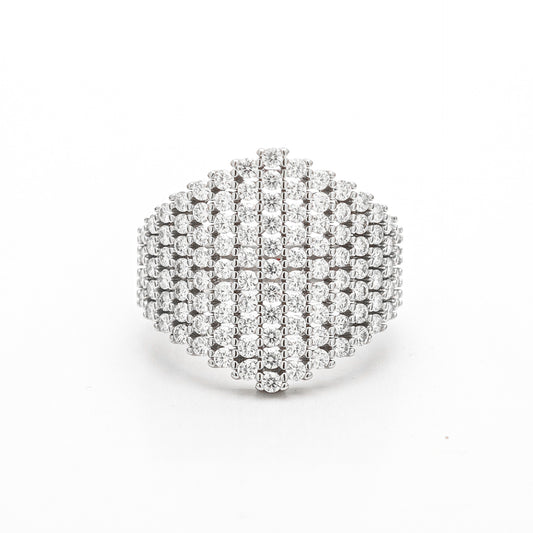 Moissanite Cluster Ring, Round-Cut Pavé Dome Ring, S925 Silver 18K Gold Plated product image