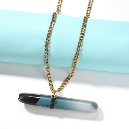 Stainless Steel Vape Pendant Necklace for Women & Men, Hip Hop Statement Chain in Silver, Gold and Rose Gold