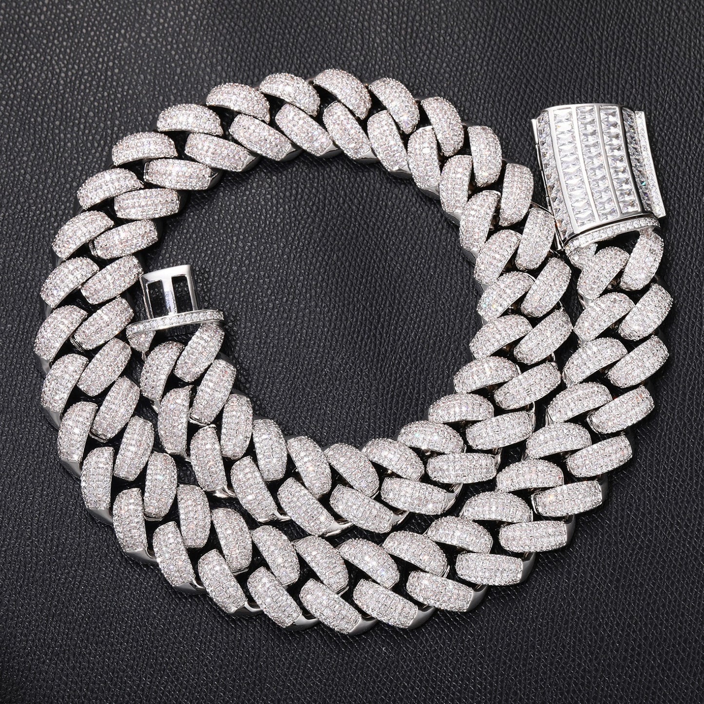 Iced Out Cuban Link Chain Necklace or Bracelet for Men and Women - Geometric Copper Jewelry with Cubic Zirconia product image