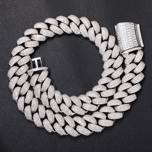 Iced Out Cuban Link Chain Necklace or Bracelet for Men and Women - Geometric Copper Jewelry with Cubic Zirconia product image