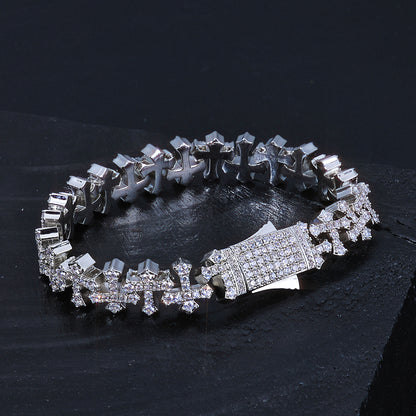 8.5-11 mm Cross CZ Link Copper Bracelet - CHA165