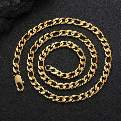 3-6 mm Polished Figaro Link Stainless steel Necklace - CHA145