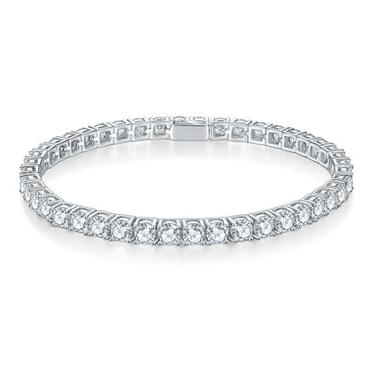 Classic Four-Prong VVS Moissanite Tennis Bracelet in 925 Silver