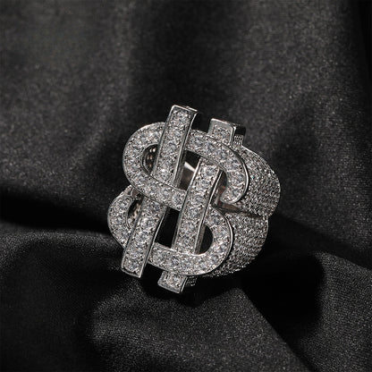Unisex Iced Cubic Zirconia Statement Ring in Silver or Gold Color