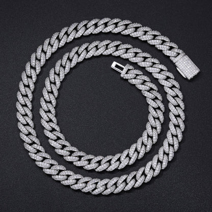 Iced Out Cuban Link Chain and Bracelet Set with Cubic Zirconia for Men and Women