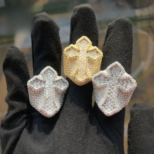 Iced Cross Statement Ring