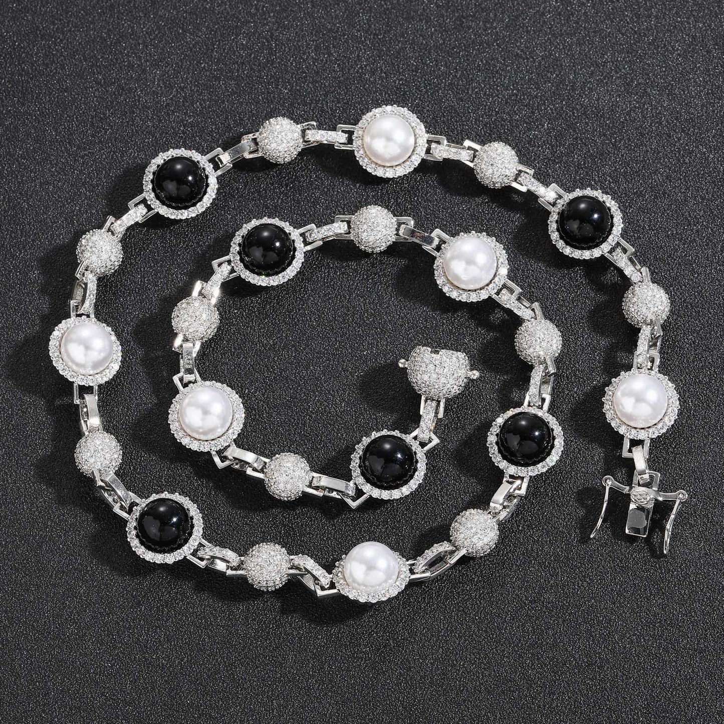 Hip Hop Vintage Bubble Cubic Zirconia Necklace for Men