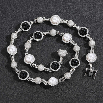 Hip Hop Vintage Bubble Cubic Zirconia Necklace for Men