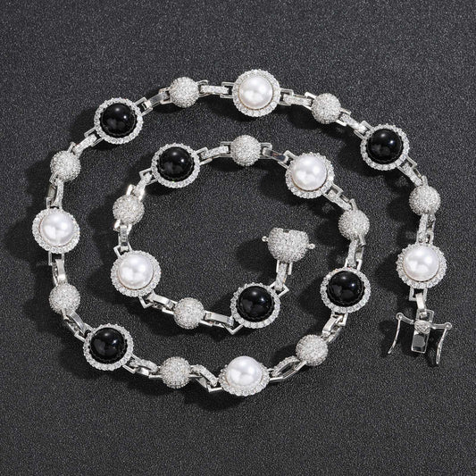 Hip Hop Vintage Bubble Cubic Zirconia Necklace for Men