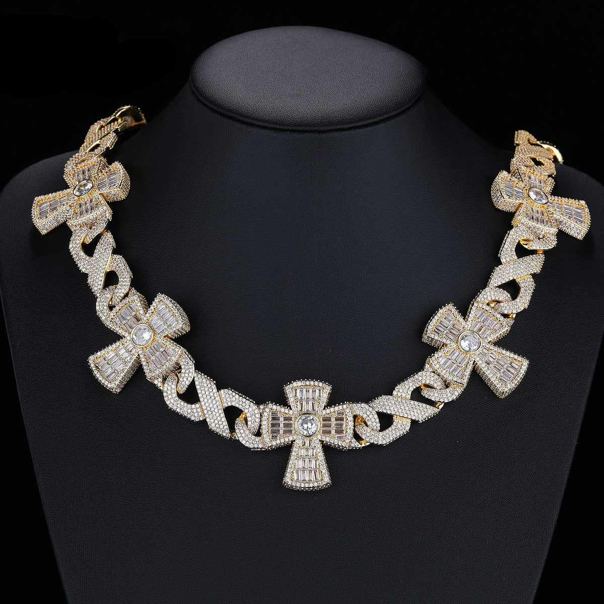 Cuban Link Cross Pendant Necklace, Iced-Out Hip Hop Chain for Men & Women product image