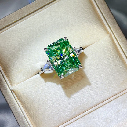 Mint Green Radiant Cut Moissanite Ring for Women, 5 Carat or 10 Carat Engagement Style Ring