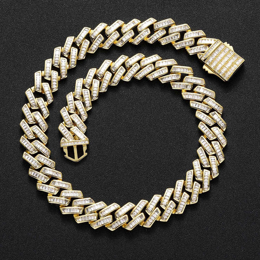 Hip Hop Light Luxury Square Diamond Shape Cuban Link Cubic Zirconia Necklace for Men