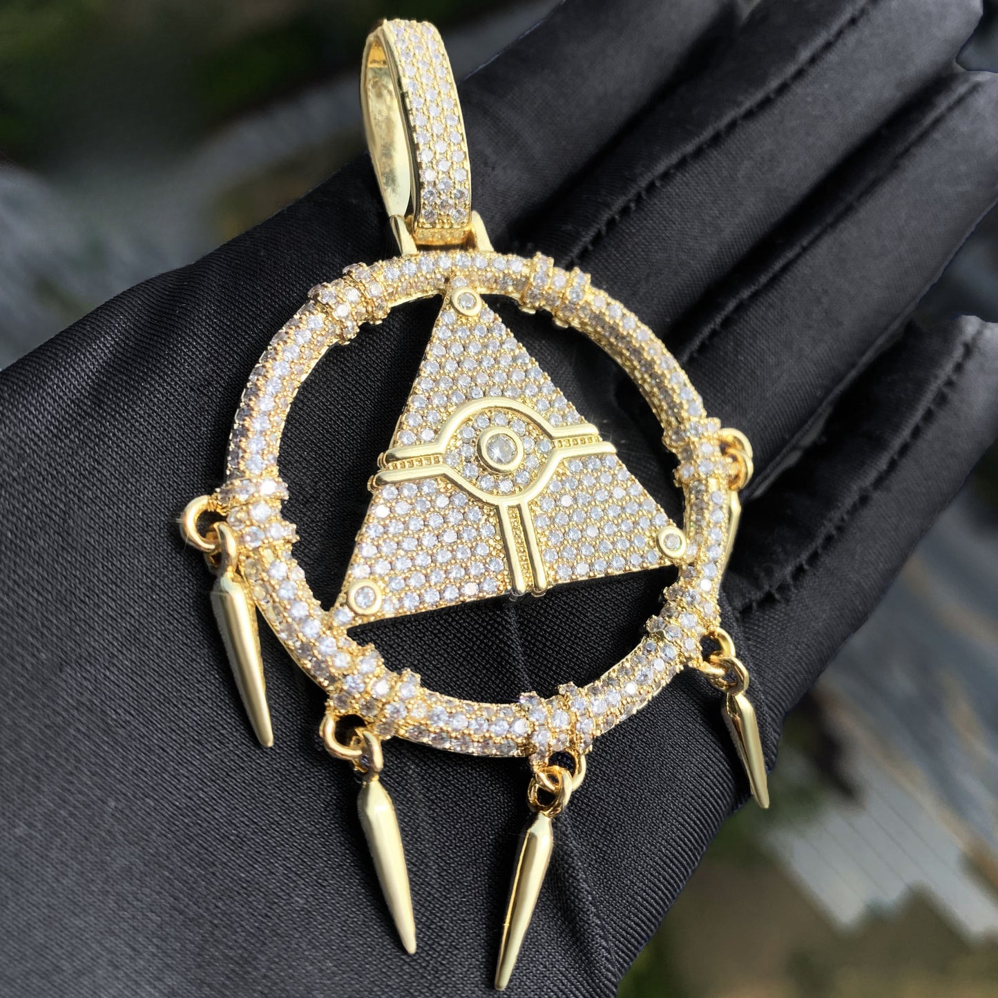 Unisex Iced Eye Dreamcatcher Pendant Necklace