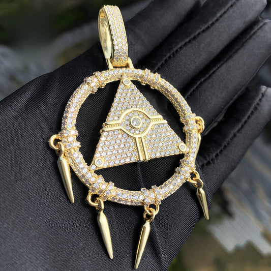 Unisex Iced Eye Dreamcatcher Pendant Necklace