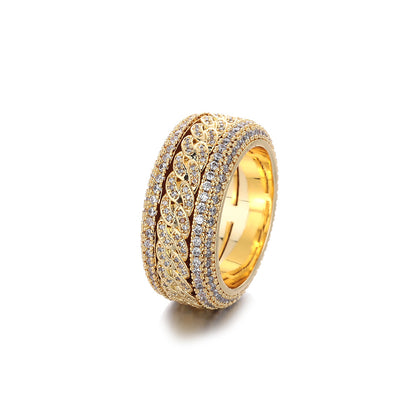 Pavé Infinity Ring, Geometric Unisex Band, Electroplated Copper, Gold and White Gold