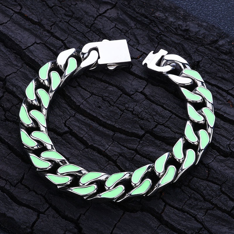 12 mm Enamel-Accent Cuban Hip Hop Bracelet with Stainless steel Base - CHA140 product image