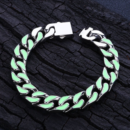 12 mm Enamel-Accent Cuban Hip Hop Bracelet with Stainless steel Base - CHA140 product image