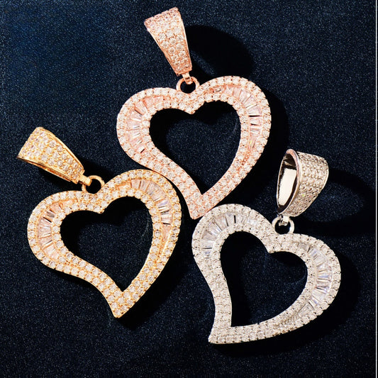 Iced Out Heart Pendant Necklace