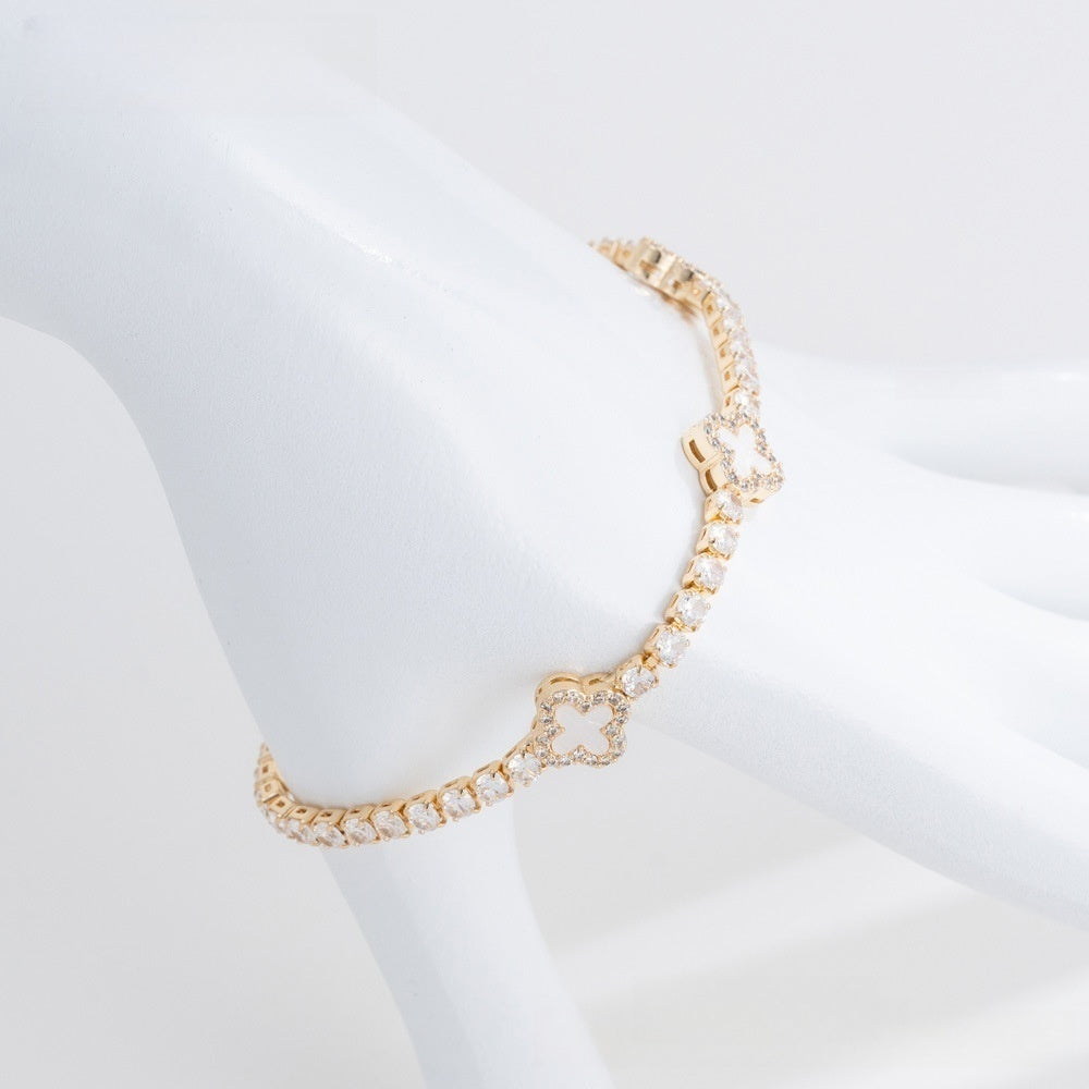 Elegant Clover Tennis Bracelet for Women, Trendy Dainty Everyday Jewelry