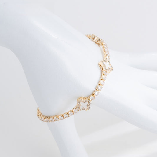 Elegant Clover Tennis Bracelet for Women, Trendy Dainty Everyday Jewelry