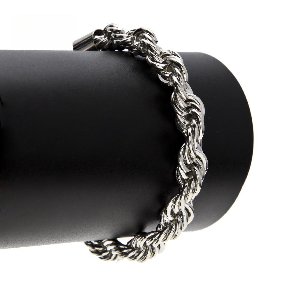 Unisex Twisted Chain Bracelet in Gold or Silver Tone, 1cm Statement Link Bracelet product image