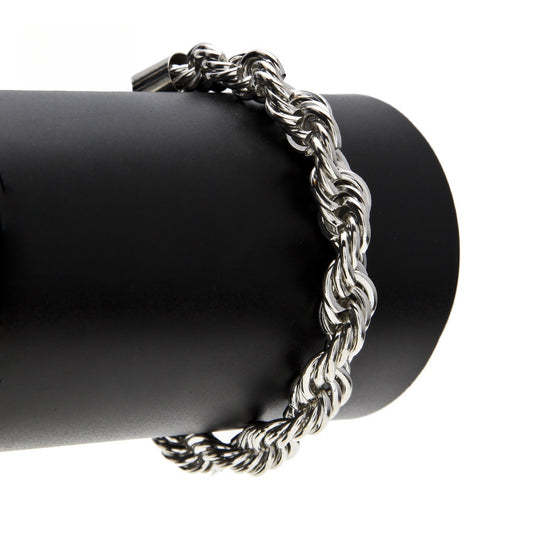 Unisex Twisted Chain Bracelet in Gold or Silver Tone, 1cm Statement Link Bracelet