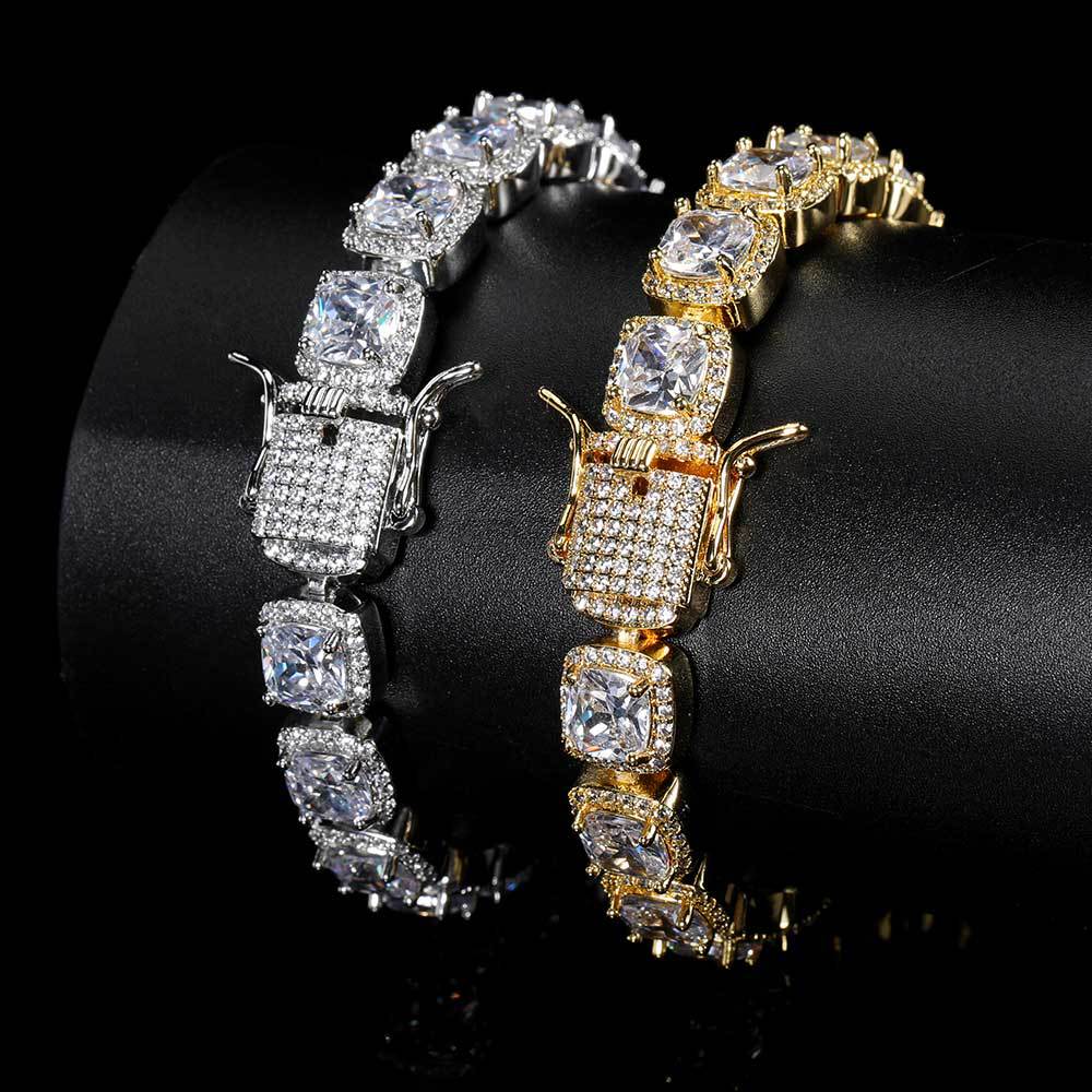 10 mm Square CZ Tennis Hip Hop Bracelet with Copper Base - CHA011 product image