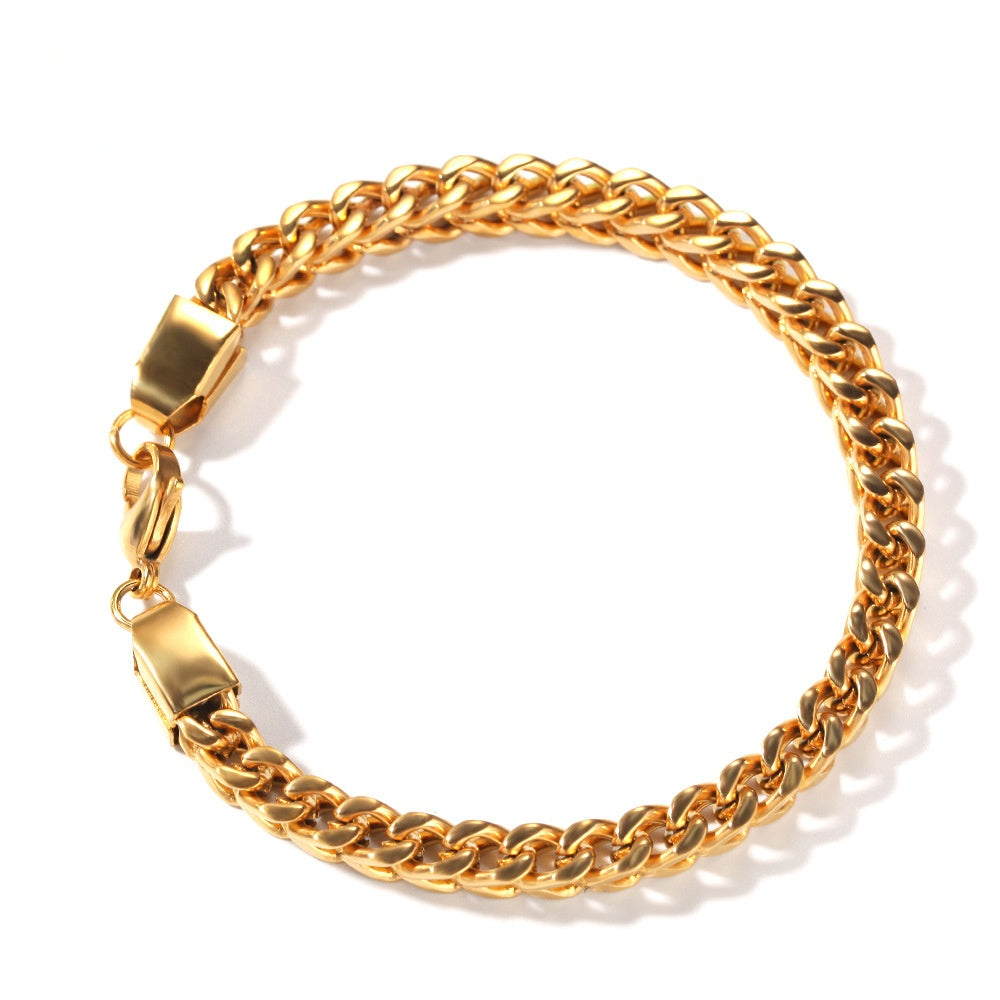 Unisex Stainless Steel Chain Bracelet – Gold Plated Trendy Statement Link Bracelet product image