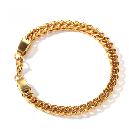Unisex Stainless Steel Chain Bracelet – Gold Plated Trendy Statement Link Bracelet