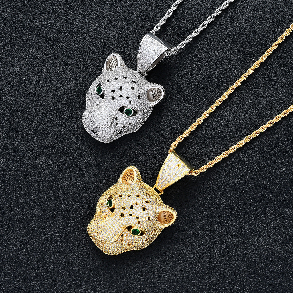 Hip Hop Panther Copper Pendant Necklace for Men and Women