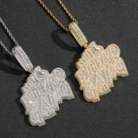 Hip Hop Minimalist Cross Tennis Chain Cubic Zirconia Pendant Necklace for Men and Women