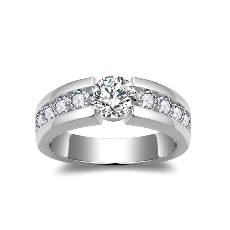 1 Carat Moissanite Ring, 925 Silver 18K Gold Plated Round Halo Band product image