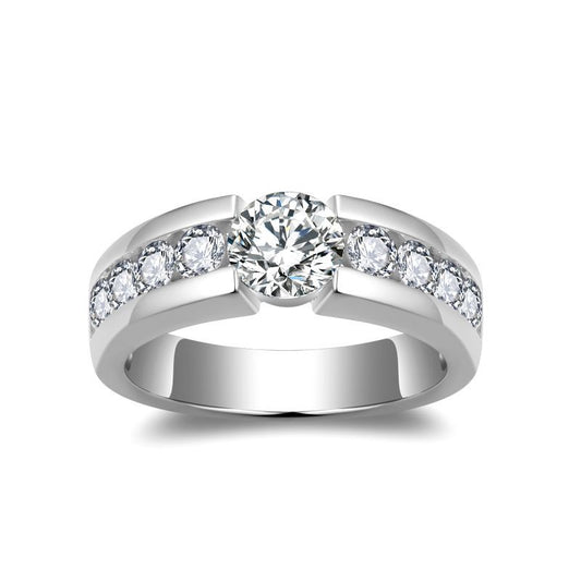 1 Carat Moissanite Ring, 925 Silver 18K Gold Plated Round Halo Band product image