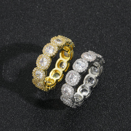 Light Luxury Iced Link Copper Ring for Men