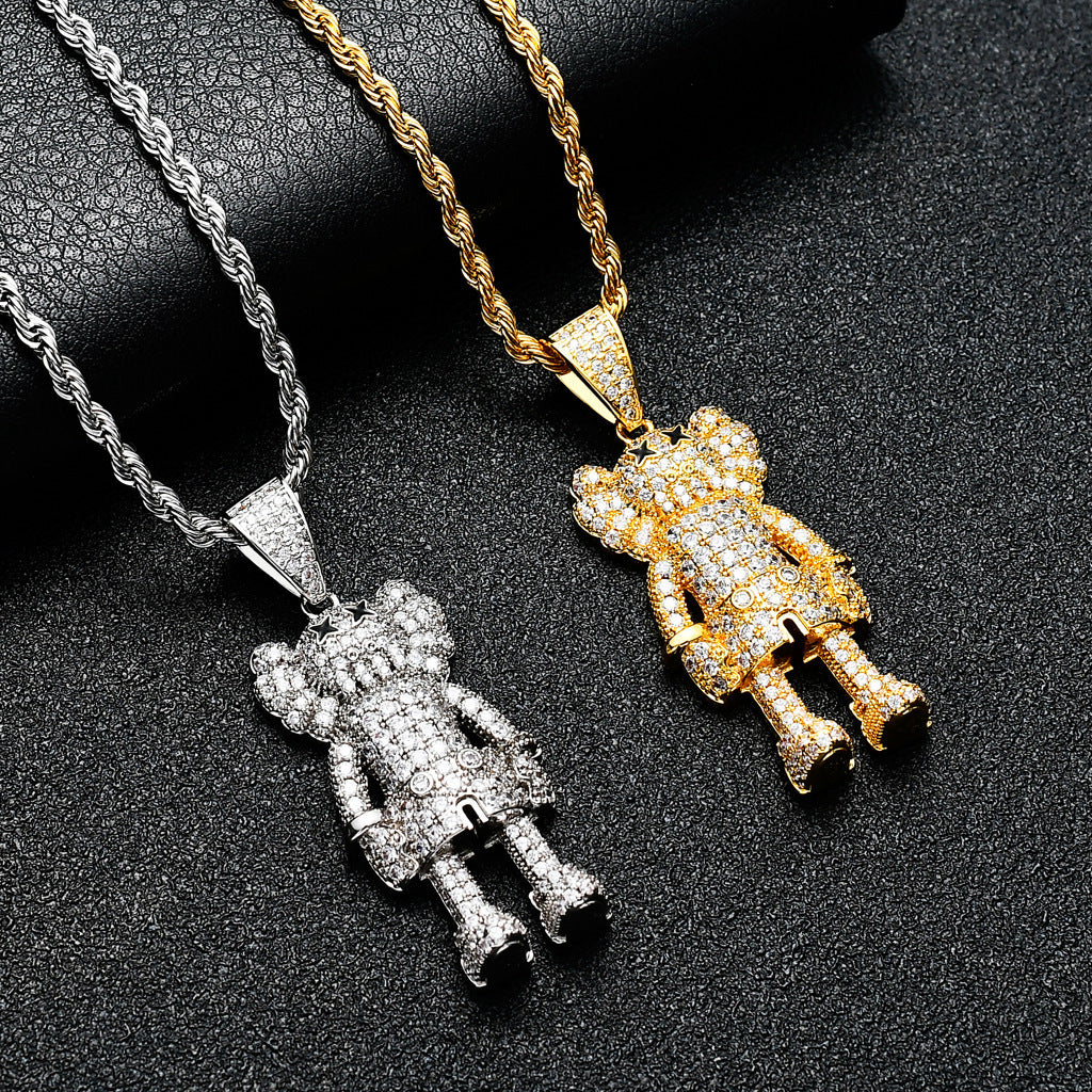 Hip Hop Punk Fashion Cubic Zirconia Pendant Necklace for Men and Women