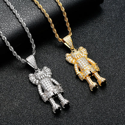 Hip Hop Punk Fashion Cubic Zirconia Pendant Necklace for Men and Women